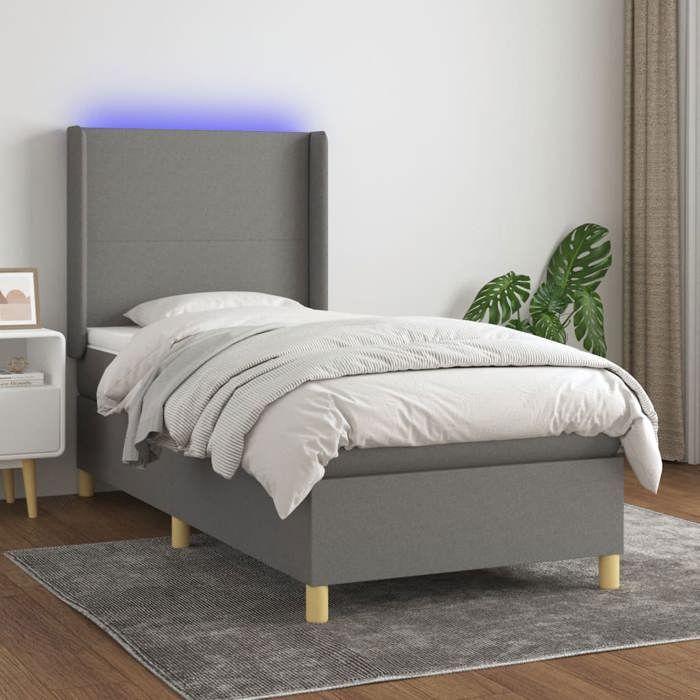 VidaXL Bed Slat Base with Mattress and LED, Upholstered Bed, Single Bed, Adult Bed for Interior Bedroom, 3138686
