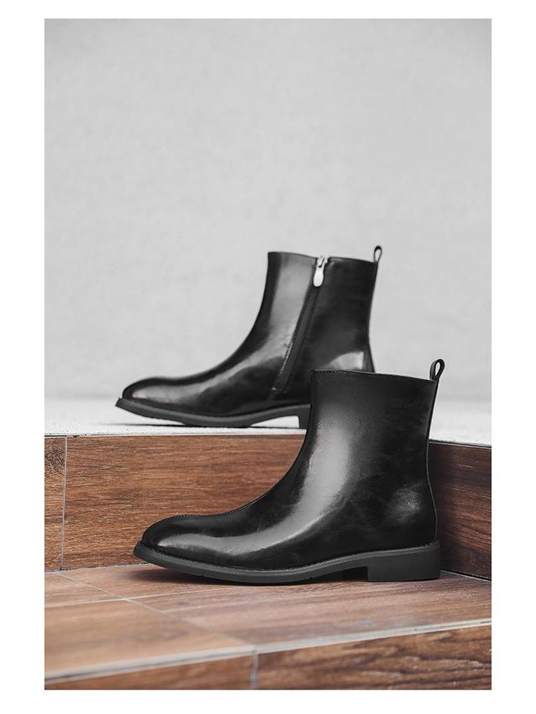 British-Style High-Top Chelsea Martin Boots with Side Zipper - Casual Leather, Autumn/Winter 2024
