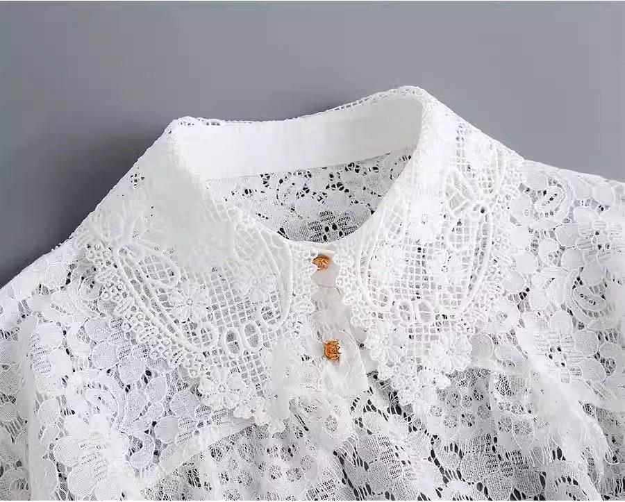 Versatile Lace Cardigan with Mock Collar - Women's Long Sleeve Shawl for Spring, Summer, and Autumn.