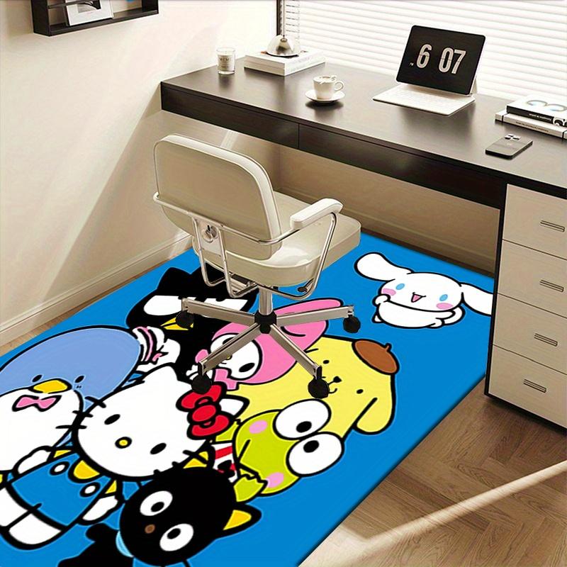 Office Rug Hello Kitty, Sanrio Characters Anti-Slip Rug, Machine Washable for Living Room, Bedroom, Office, Multiple Sizes, Bedroom Mat, Decorative Ma