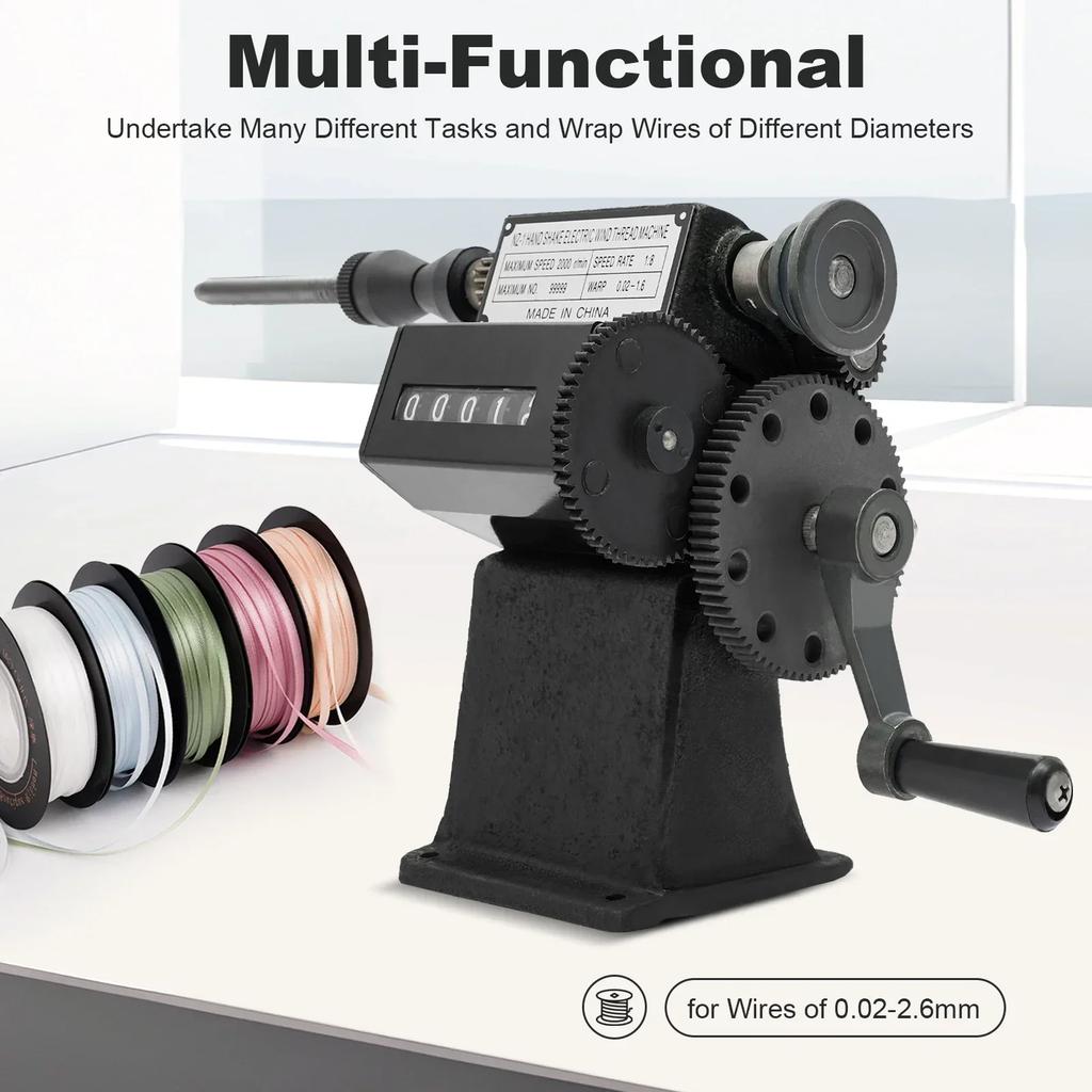Steel Wheel Winding Machine, Manual Dual-Purpose Coil Counting Winder 0-99999 with Cast Iron Frame