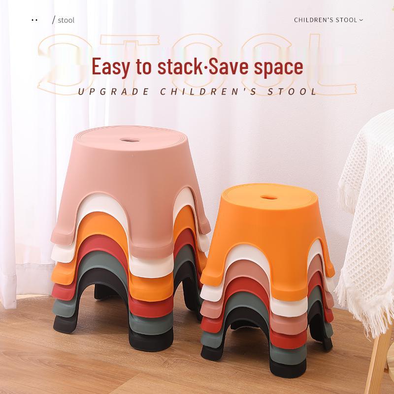 Children's Plastic Non-Slip Stool - Durable for Shoe Changing, Bathroom, and Living Room Use.
