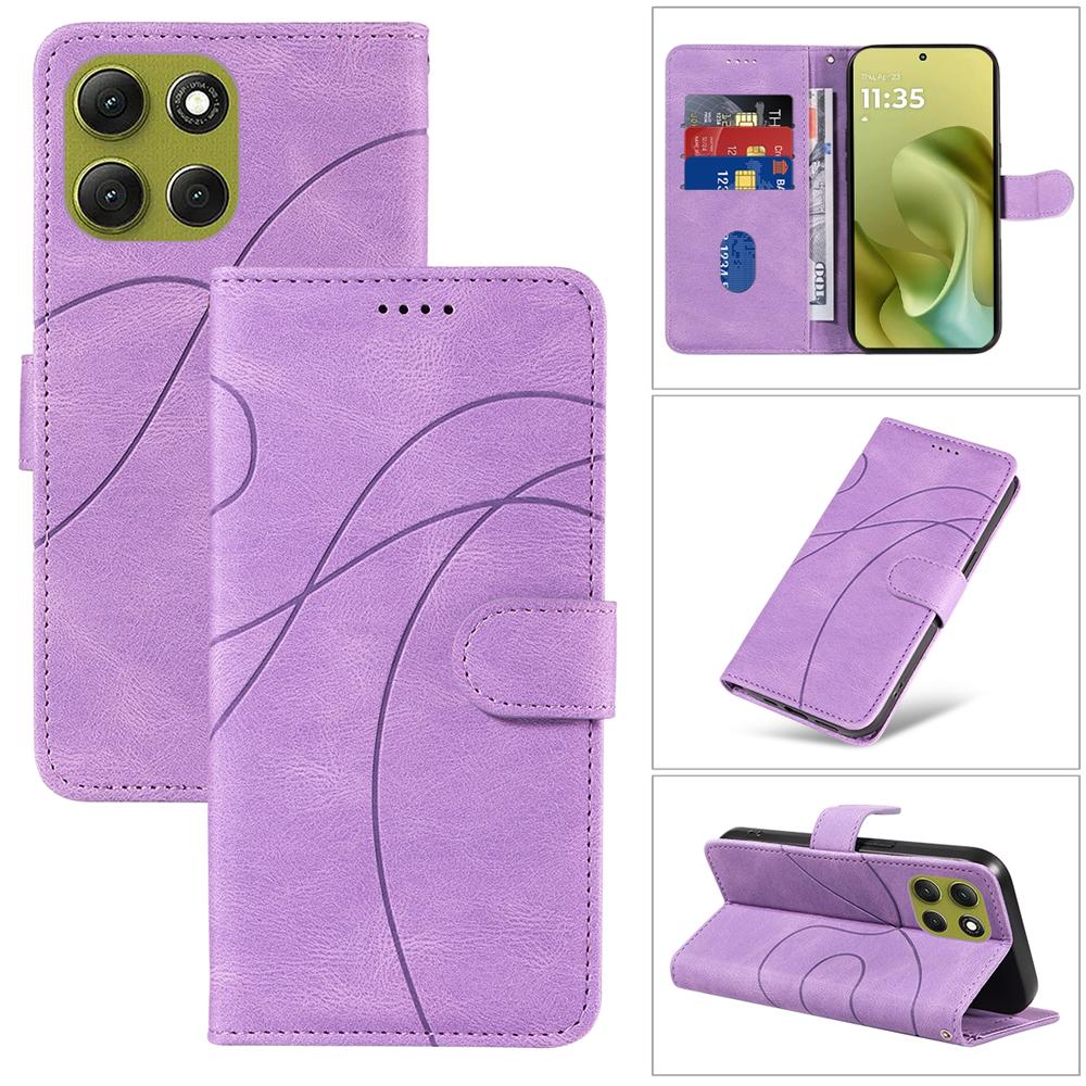 Magnetische Leder-Brieftaschenhülle für Moto G86 G85 G84 G56 G54 G34 G06 G05 G15 G24 G55 G35 G75 Edge 50 60 Pro Ultra Hülle Kurvenlinie