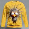 Men's 3D Chick Messy Hair Cat T Shirt Long Sleeve T Shirt 3D Print Crew Neck Shirt Fashion Basic Street Casual Daily Clothing