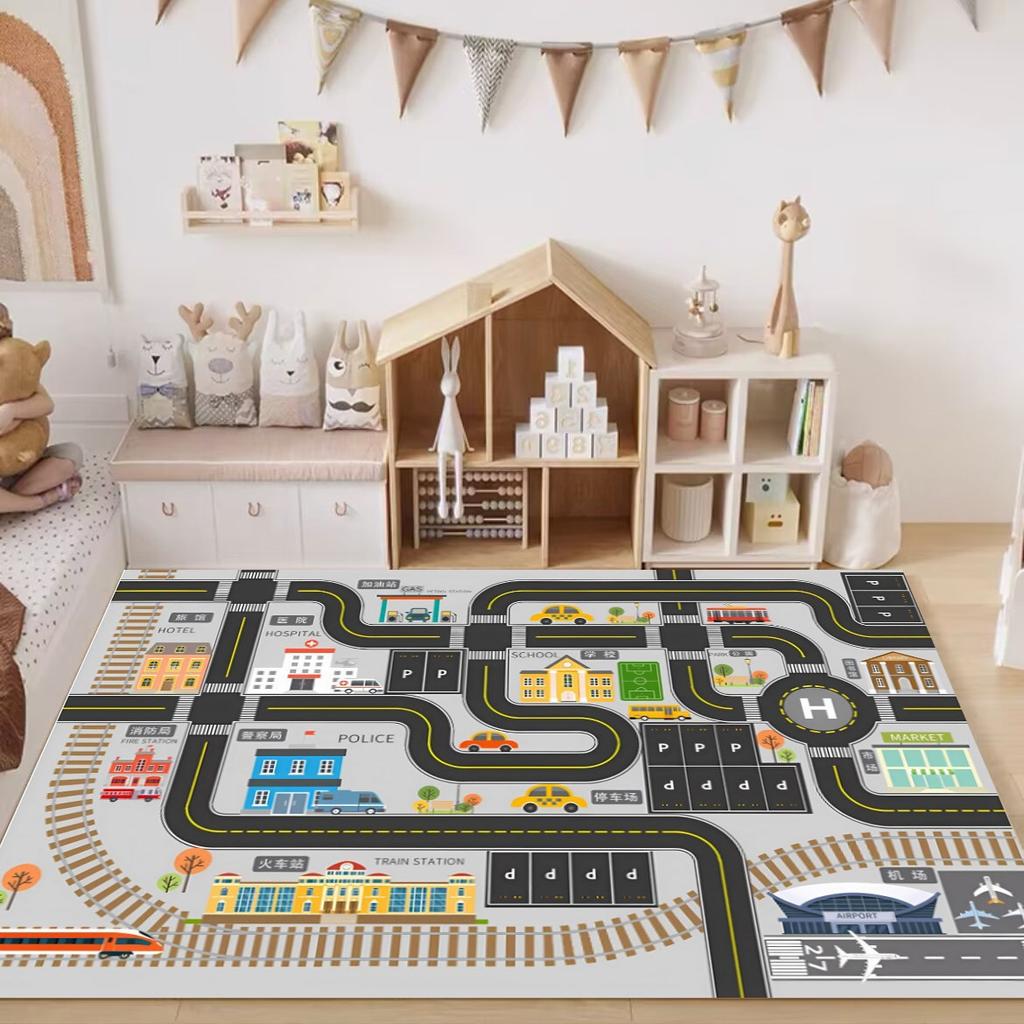 Stadtverkehr Teppichmatte Teppich Pädagogische Kinder Spielmatte Heimdekoration Kinderzimmer Fahrzeug Bau Design Schlafzimmer Dekor Teppich
