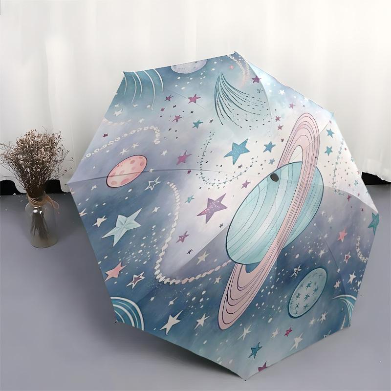 1PC Space planets Umbrella-8-Rib Reinforced Portable Folding Travel Suitable for All Seasons Outdoor Daily -Z0485