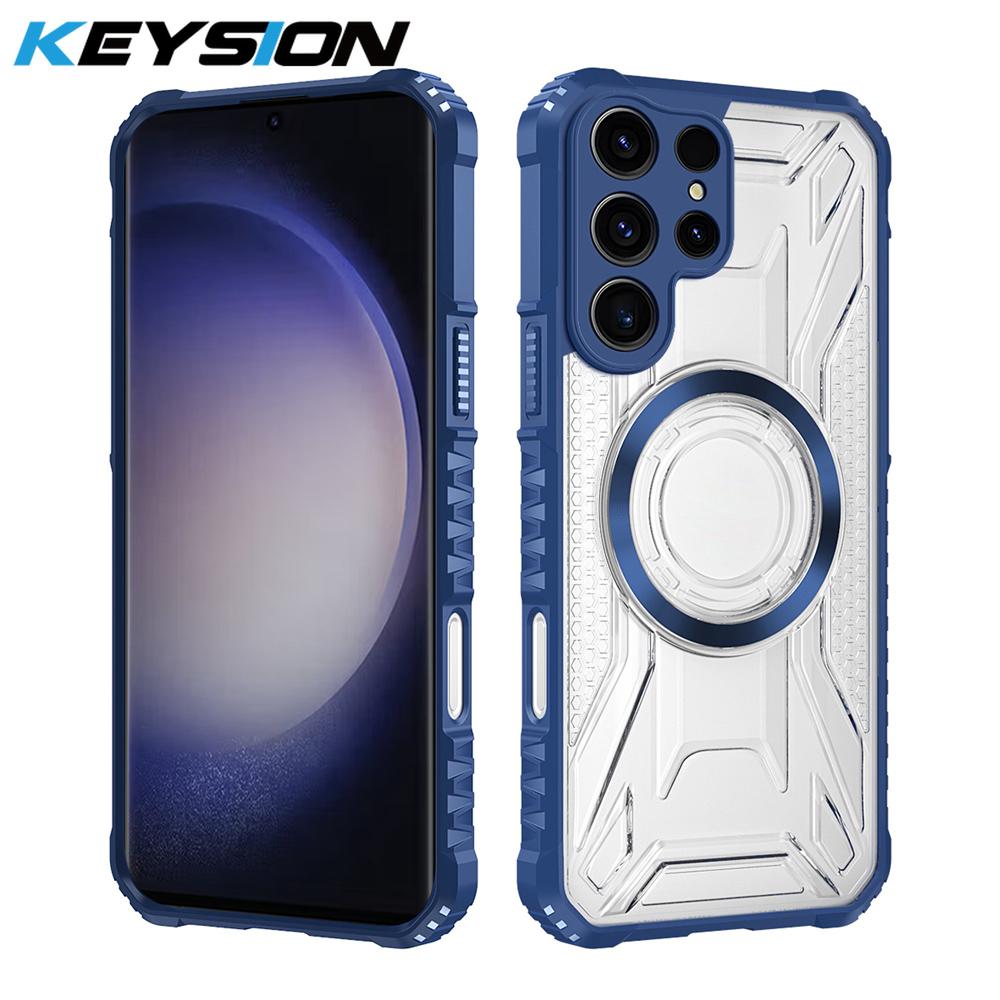 KEYSION Husă Magnetică Transparentă pentru Samsung S22 S23 Ultra 5G S23+ Husă Spate Telefon Antishock pentru pentru Galaxy S23 S21 S20 FE 5G