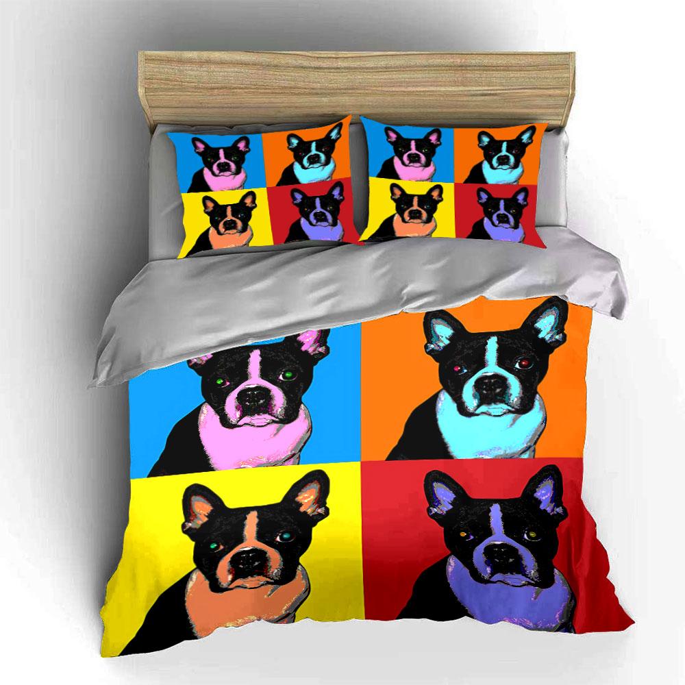 Colorful Pop Art Dog Print Bedding Duvet Cover Set Duvet Cover Pillowcases (1*Duvet Cover 2*Pillowcases, without duvet insert)