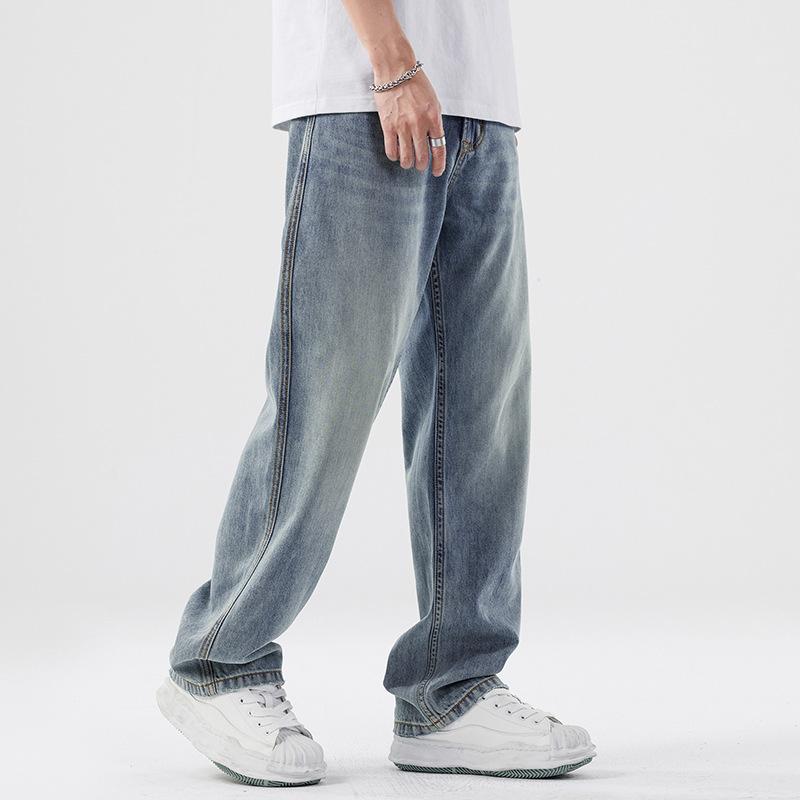 Lyocell Tencel Jeans Men's Summer Thin Loose Straight American Trend Brand Drop Casual Wide Leg Pants