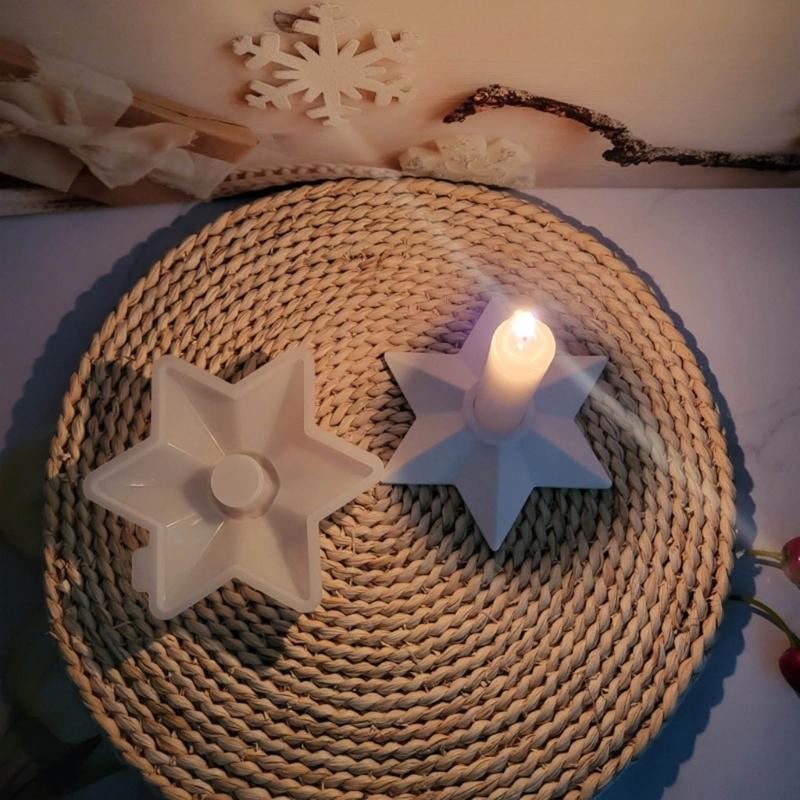 Candlestick Mould Star Shape Candle Holder Silicone Molds DIY Resins Castings Molds for Festival Table Home Decorations