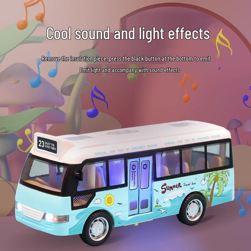 Children's Light & Sound Inertial Bus Toy with Opening Doors and Music