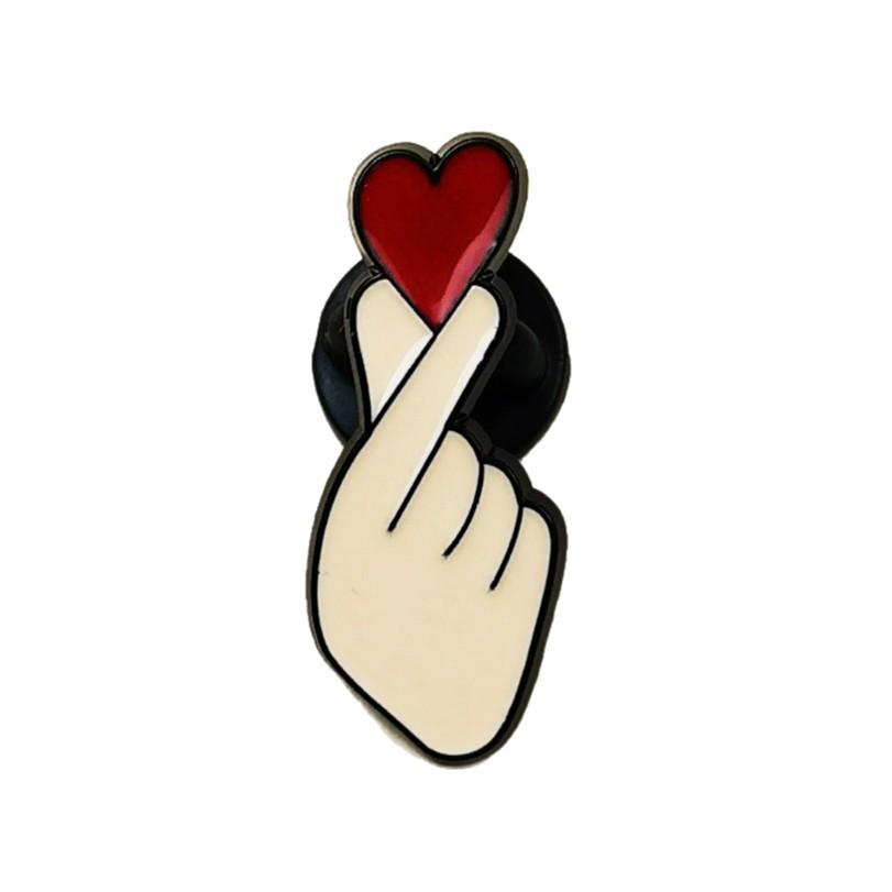 Cute Heart Hands Alloy Badge - Cartoon Love Design for Girl's Bag Decoration, Drip Oil Metal Accessory