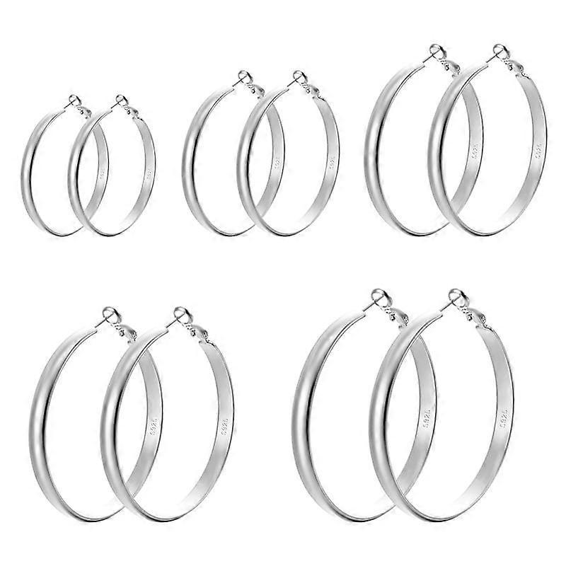 Sterling Silver/Gold Plated Hoop Earrings for Women – Lightweight, Hypoallergenic, Thin Big Hoops (30/40/50/60/70mm)