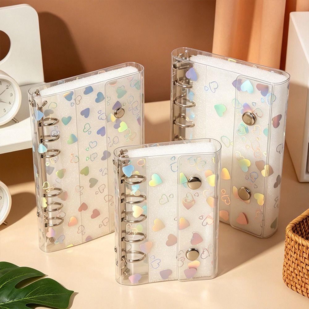 PVC Loose-Leaf Notebook Shell Laser Heart Patterns Planner Cover Journaling Scrapbooking