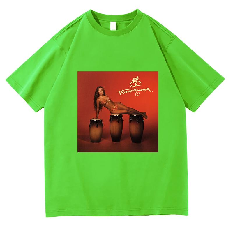 

2025 Womens Casual Style Printed Pattern Short Sleeved KAROL G Tropicoqueta Tshirts For Spring And Summer Seasons Aesthetic Cl S