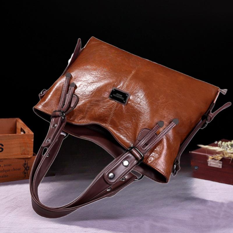 Autumn and Winter New Retro Fashion Women's Large Tote Bag Casual Large Capacity Soft Faux Leather Ladies Shoulder Bag Can Crossbody Female Handbags