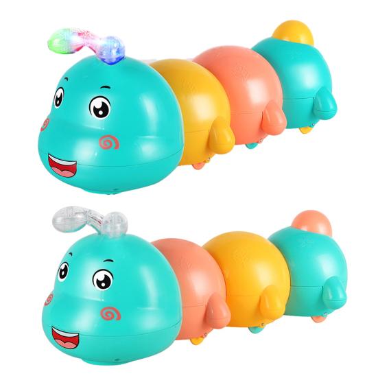 Electric Magnetic Caterpillar Toy with LED Light Music Toddlers Walking Caterpillar Toy Boys Girls Tummy Time Caterpillar Crawling Musical Toy