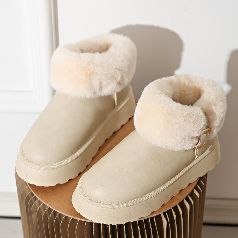 New Large-sized Snow Boots for Women, Short-top, Thick-soled, Warm and Thickened Cotton Shoes