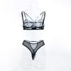 Trendiges transparentes Dessous-Set: Sexy Mesh-Zweiteiler mit Hohldesign