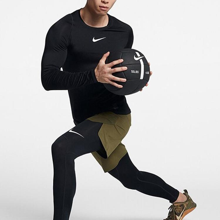 Nike Logo Slim Fit Sweat-Wicking Fitness Long Sleeve T-Shirt Men Tops Black 838082-010