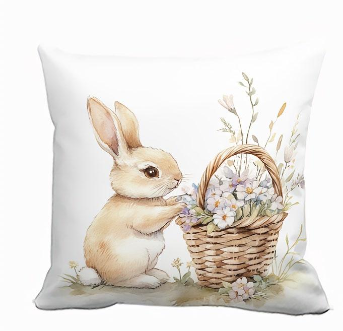Easter piece watercolor bunny and floral cushion cover set fresh and soothing style pillow insert not included