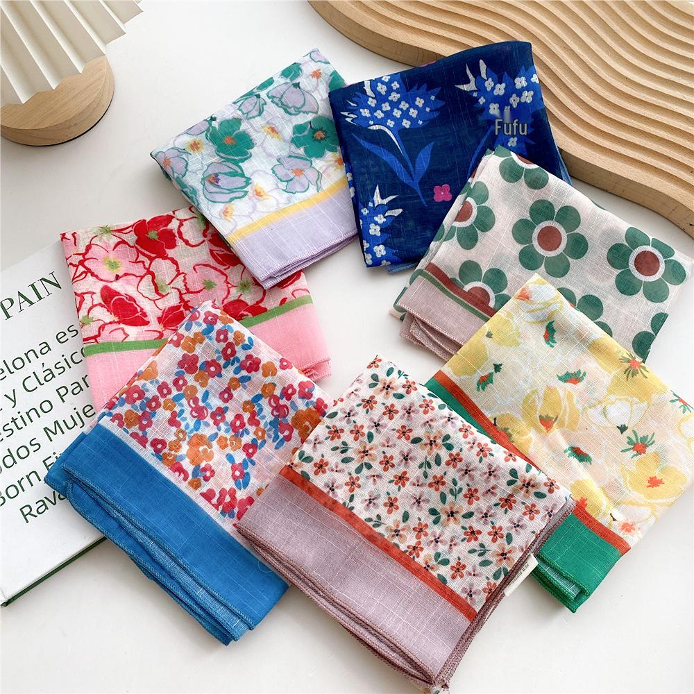 58 Cotton Linen Silk Scarf - Versatile Korean Fashion Neck and Head Bandana for Women