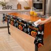 Durable Table Cloth Happy Halloween Disposable Tablecloth, Spooky Pumpkin Ghost Skeleton Waterproof Tablecloth Cover for Kitchen Dining Room,