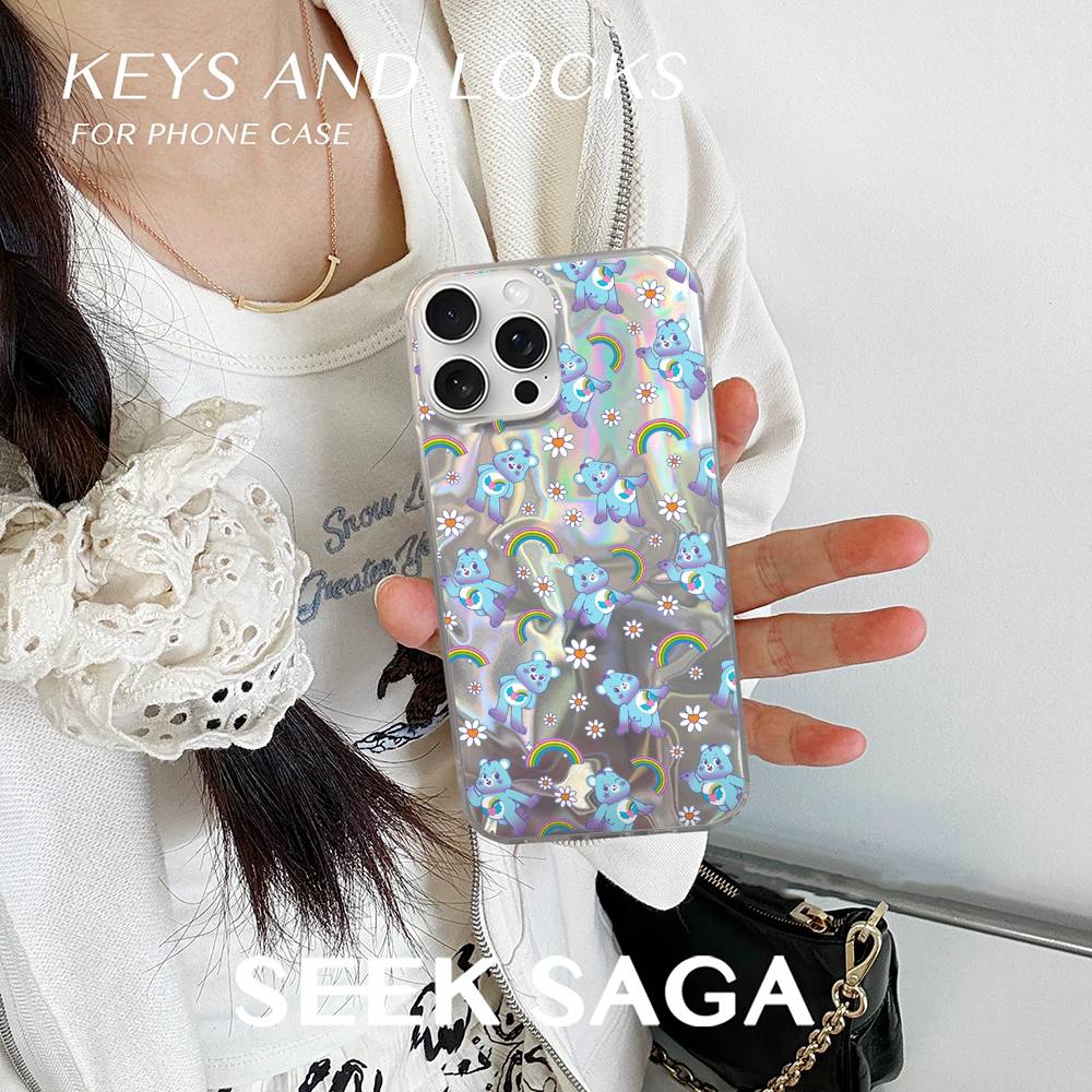 Cartoon Care Bears Phone Case For IPhone 16 15 14 13 12 11 Pro Max Mini X Xs XR Transparent Case