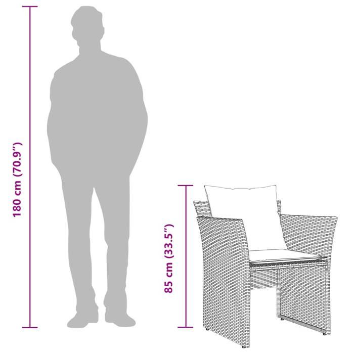 VidaXL Chaise de jardin avec tabouret gris résine tressée, siège de jardin, siège d'extérieur, chaise d'extérieur, chaise de 368618