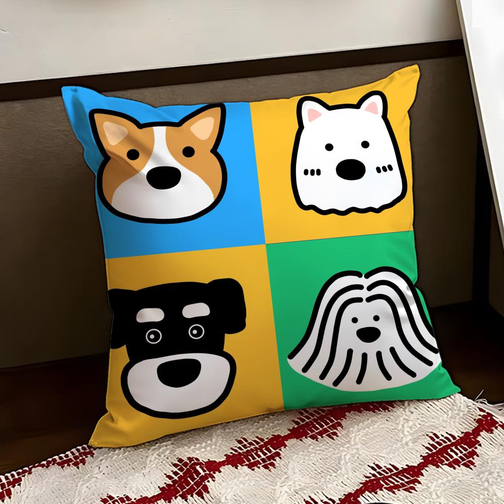 Cartoon Simple Cute Dog Cushion Cover Reversible Soft Durable Pillow Cover Home  Car MultiScene Use for Daily Comfort