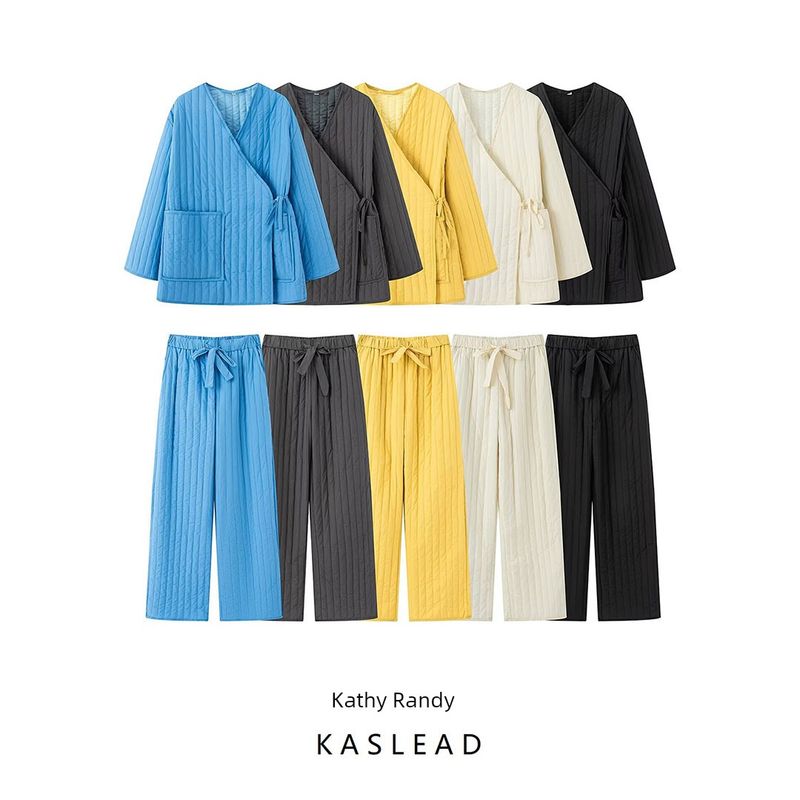 Kaslead New Women clothes Western Style Fashion Loose Robe Same Style for Men and Women Outer Wear Cotton-padded jacket Set