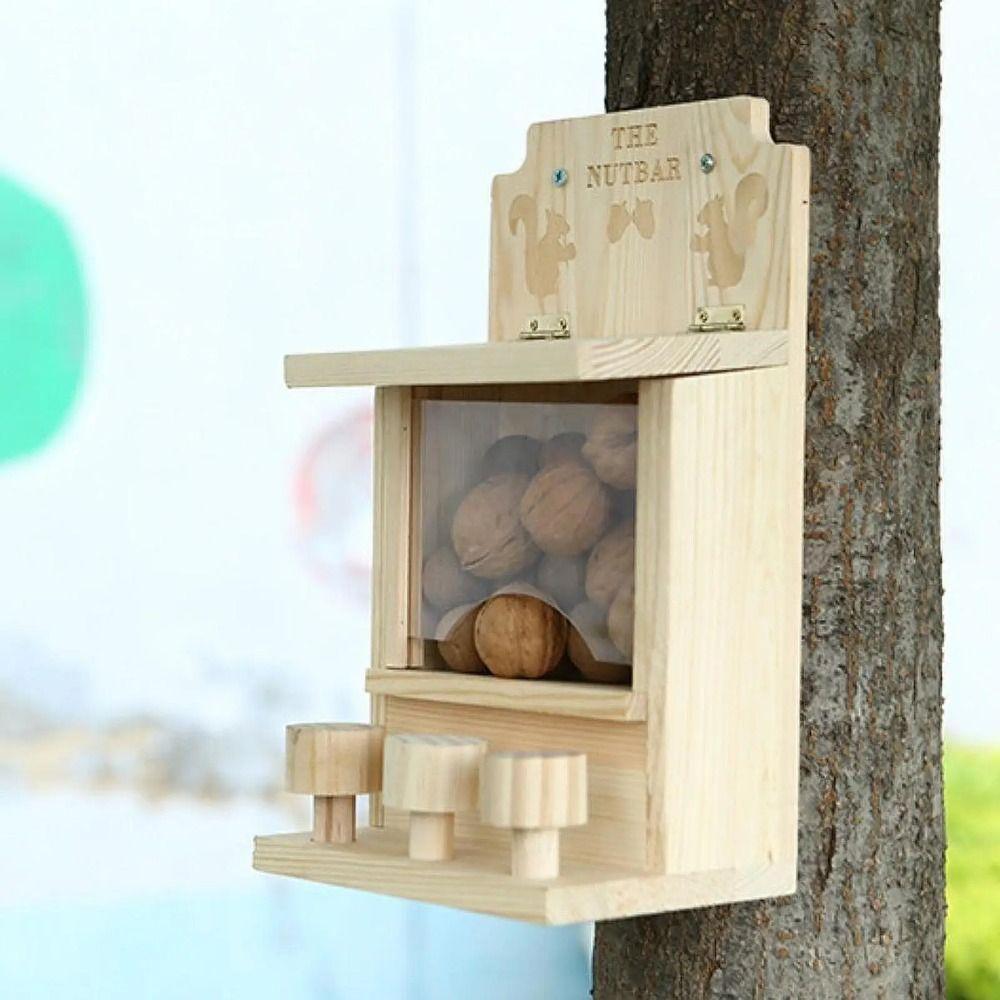Hanging Squirrel Feeder Wooden Pet Food Dispenser Bird Raising Tool Bird Feeder  Outdoor