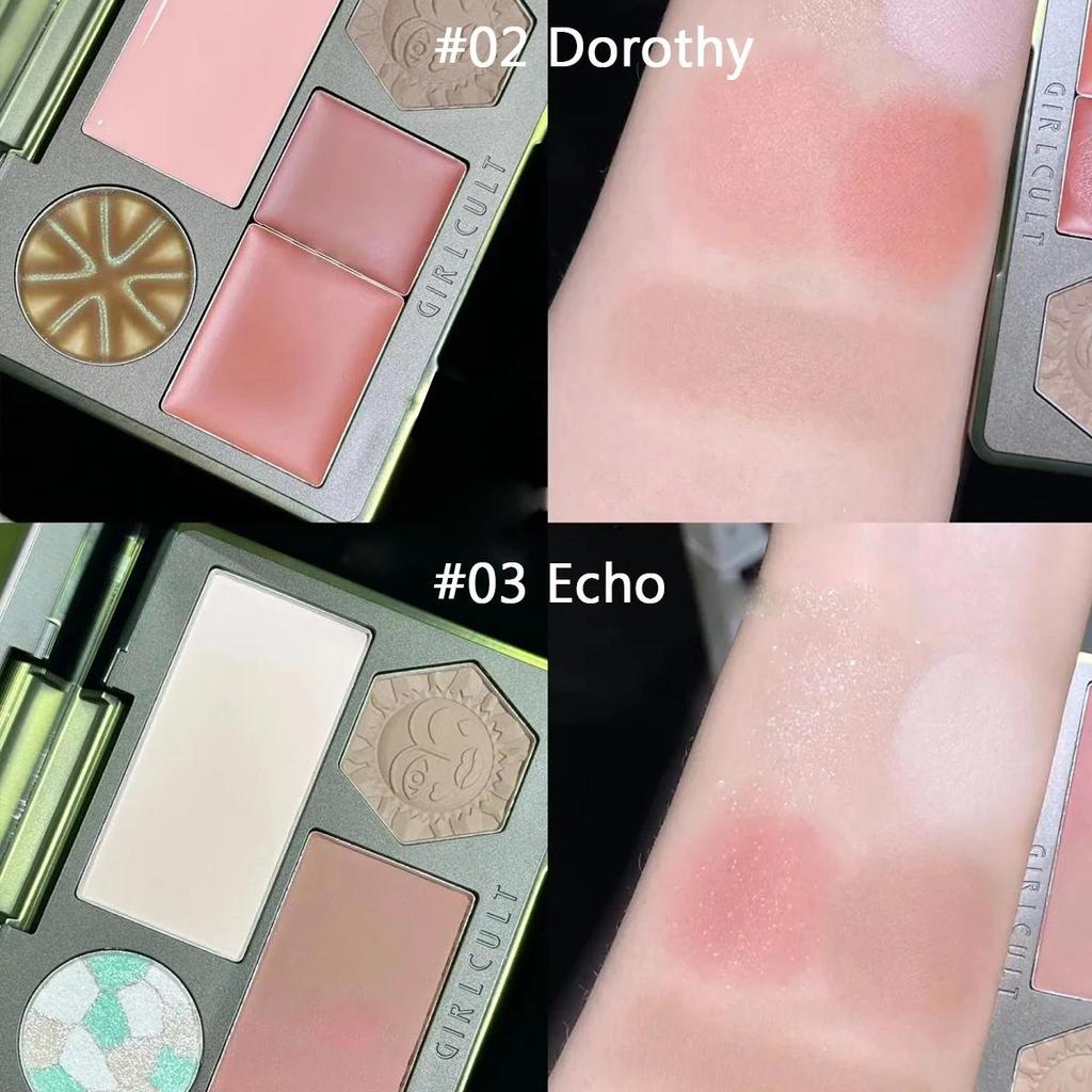Girlcult Face Palette(02 03),Smooth Powder,Fine-Milled,Minimal Fallout,Highly Pigmented,All-in-One Face Makeup,Beginner-Friendly