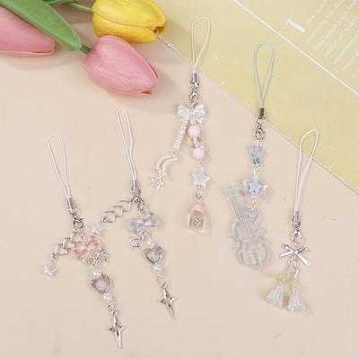 Pendentif Perlé Fait Main Charm de Téléphone Délicat Lanière Chaîne Porte-clés Pendentif Pour Sac à Dos Portefeuille Porte-monnaie