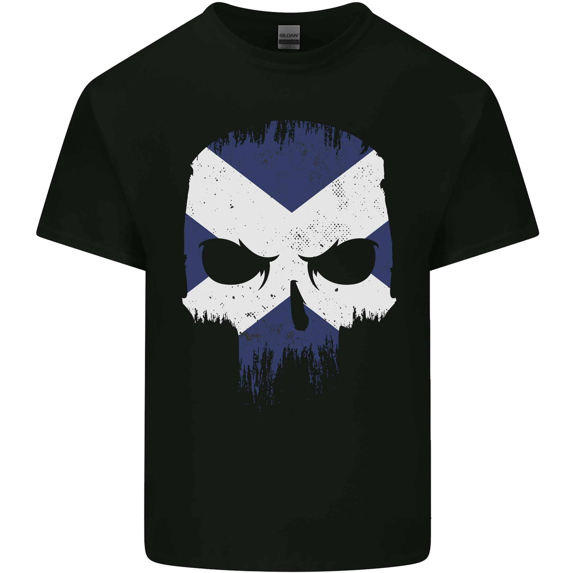 Scotland Skull Scottish Gym Flag Biker Unisexs Light Cotton TShirt S