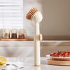 Pot Brush Tough Bristles Ergonomic Grip Long Handle Kitchen Cleaning Brush with Built-in Detergent Dispenser Cutlery Stove Sink Cleaning Tool
