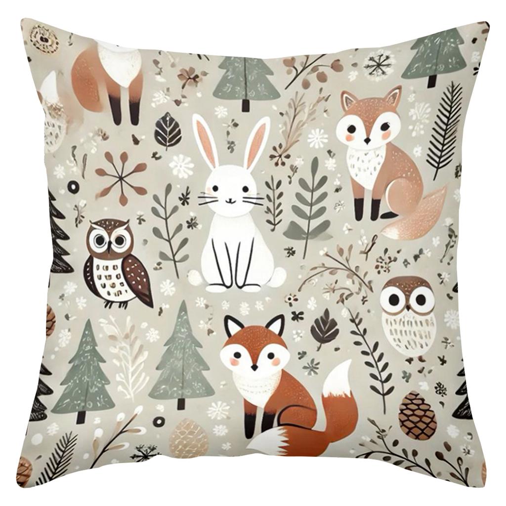 Cute Forest Animal Printed Cushion Covers For Home Decor Polyester pillowcase, sofa decorative cushion cov Headboard Pillow
