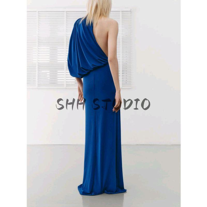 Summer New Women clothes Turtleneck off-the-Shoulder Design Holiday Style Pleat Laminated Decoration Dress 4661235