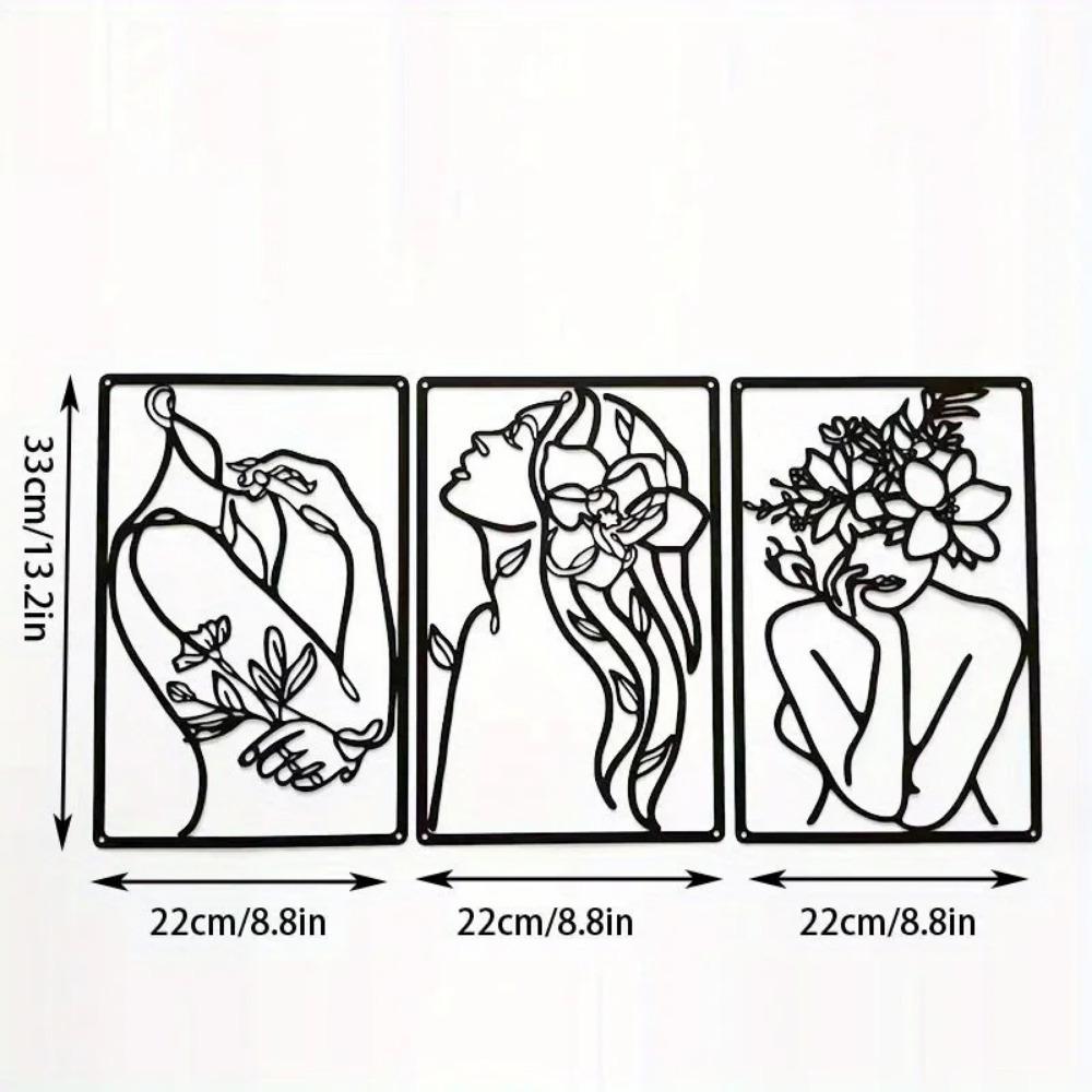 Modern Abstract Single Line Woman Metal Wall Art Contemporary Minimalist Festival Statue Decor TY3599