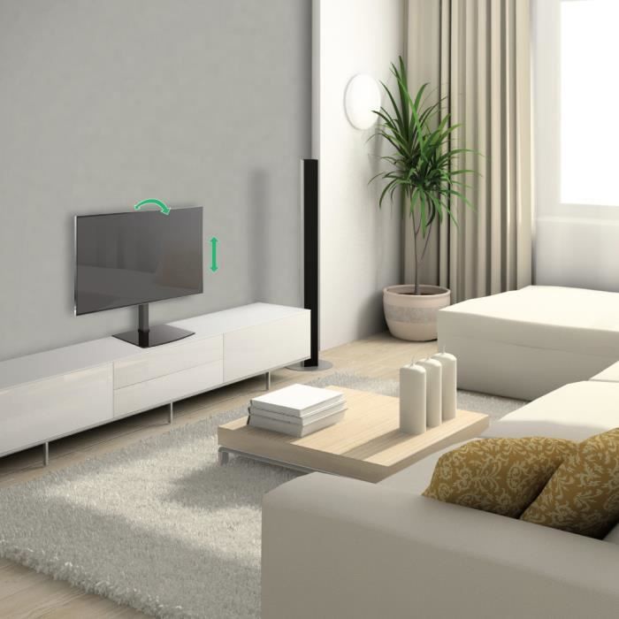 SUPPORT TV SUR SOCLE POUR TV DE 29"/74cm À 56"/142cm POUR TV PLAT ET INCURVE NOIR GARANTIE A VIE