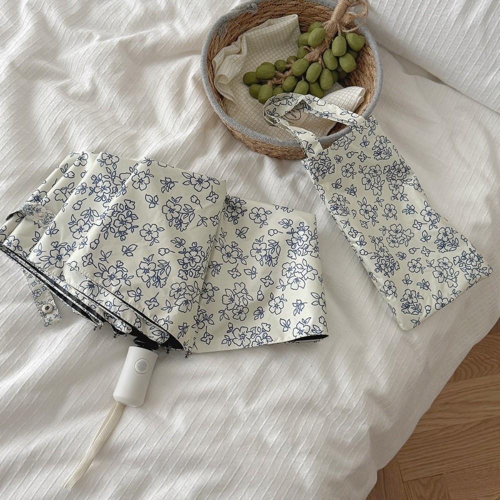Sun Protection Retro Floral Umbrella Handheld Rain Protection Sun Rain Umbrella Windproof UV Protection Sun Shade Umbrella