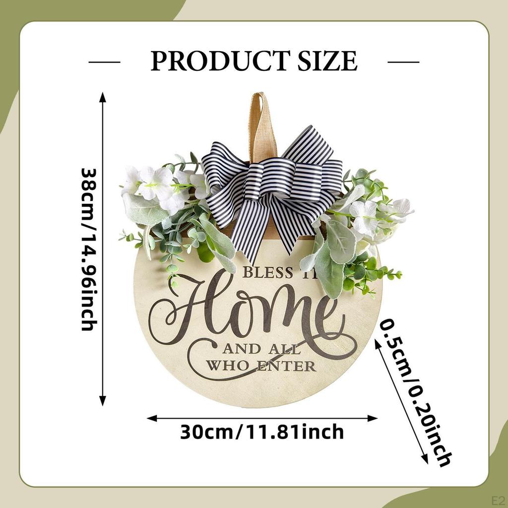 Door Sign Front Wreath Wall Art Design Funny Rustic Hanging Plaque for Porch Outdoor
