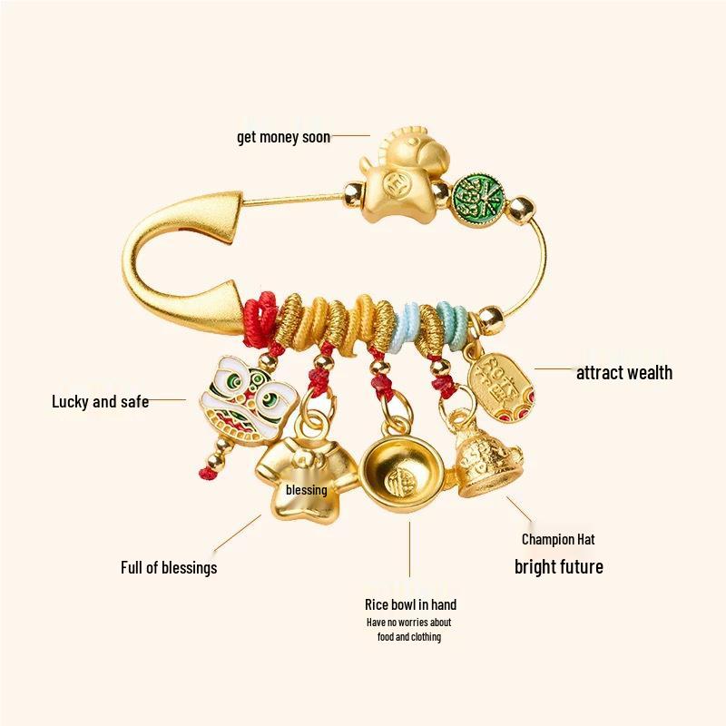 

Instant Wealth Red Horse Zodiac Brooch: Ancient Sand Gold Pendant Gift