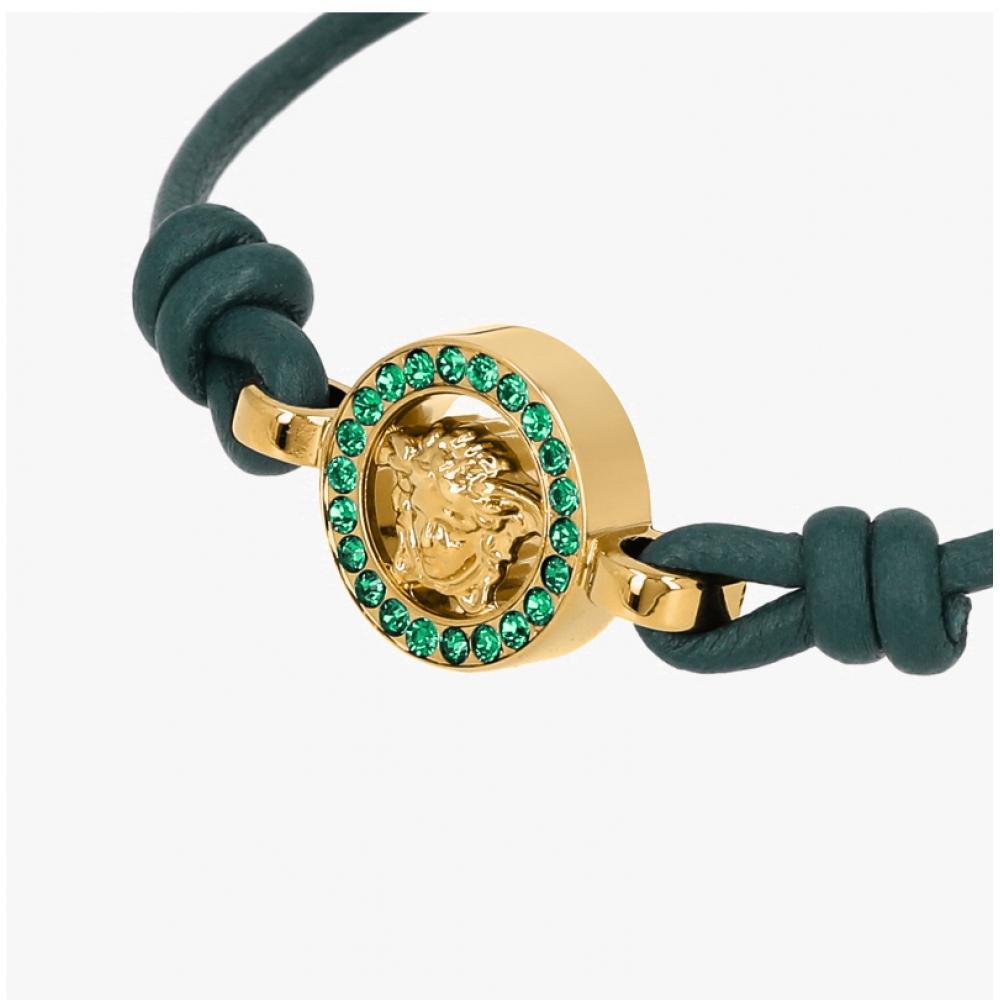 Versace Leather Bracelet Medusa Crystal Braid 1019668 1a05169 1ga9v