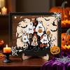 Halloween Ghost Family Sign Wooden Ghost Picture Frame Tabletop Decoration for Halloween Farmhouse Shelf Desktop Home Decor