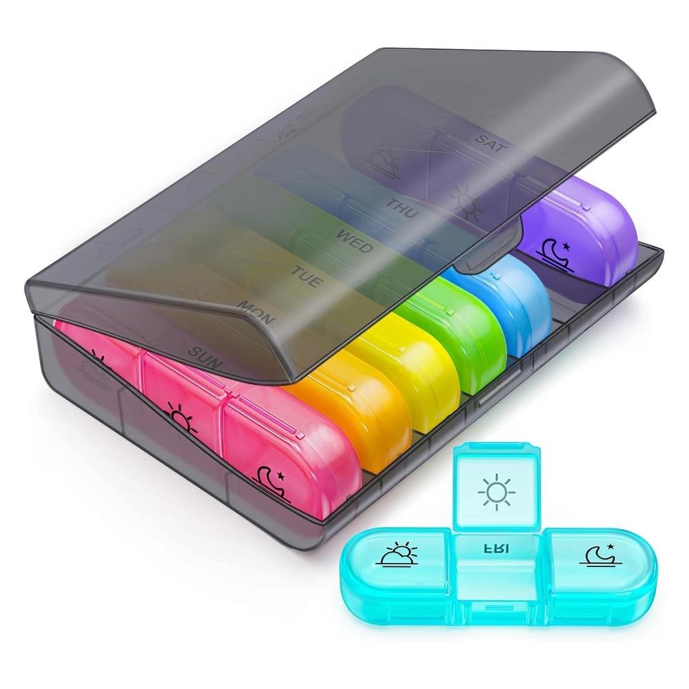 New Hot Portable Premuim Weekly Pill Organizer Box Cases Storage 7 Day 3 Times A Day Container for Medicine Vitamins Fish Oils
