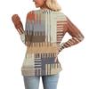 Fashionable Women's Long Sleeved Checkered Striped Printed Lightweight Sweater With Loose Round Neck Top