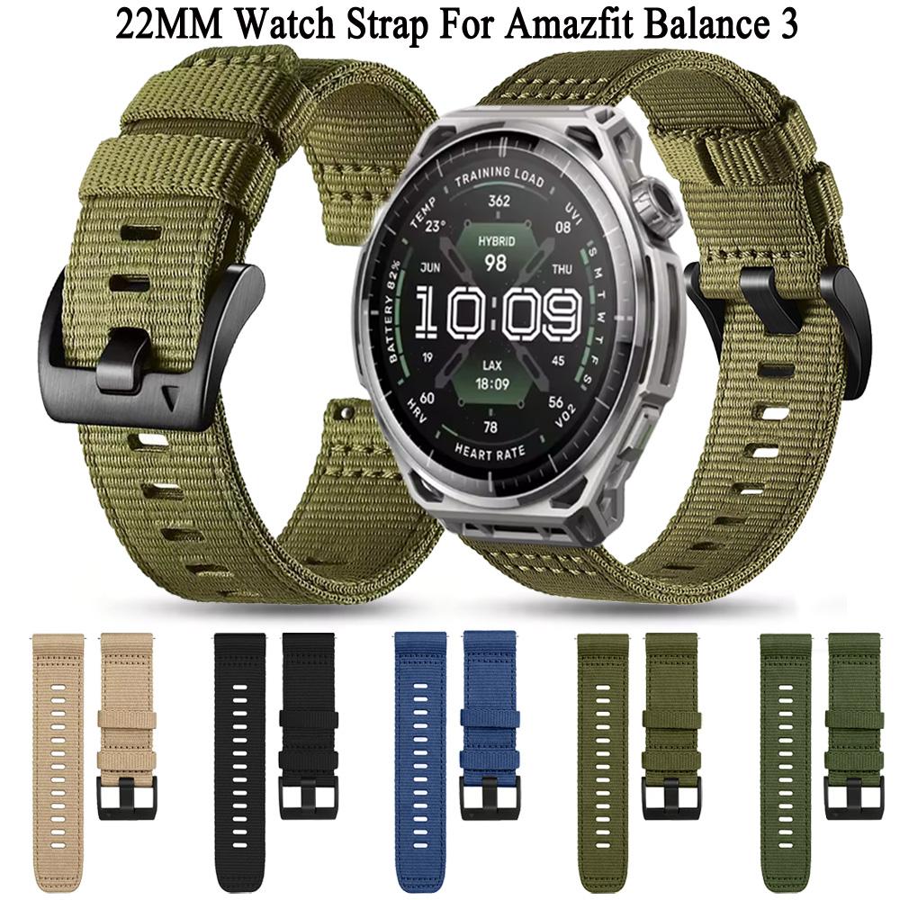 Rugged Nylon Strap 22mm for Amazfit Balance 3 Balance 2/Balance XT Bracelet Bip 6 5 Max Sport Band Cheetah 2 Ultra Braided Belt