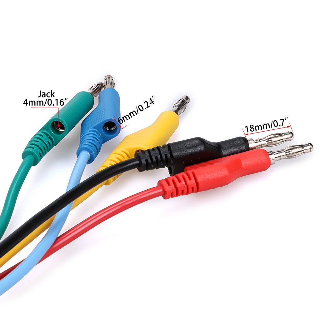 5pcs Banana to Banana Plug Test Lead Set 1m Banana Plug to Crocodile Alligator Clip Test Probe, Dual Ended Crocodile Alligator
