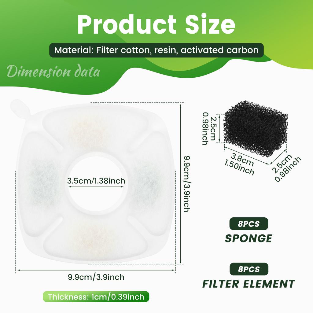 8/40 Stück Ersatzfilter für Haustierbrunnen, effizienter Katzen- und Hundebrunnenfilter mit dreifachem Filtersystem, Haustierbedarf
